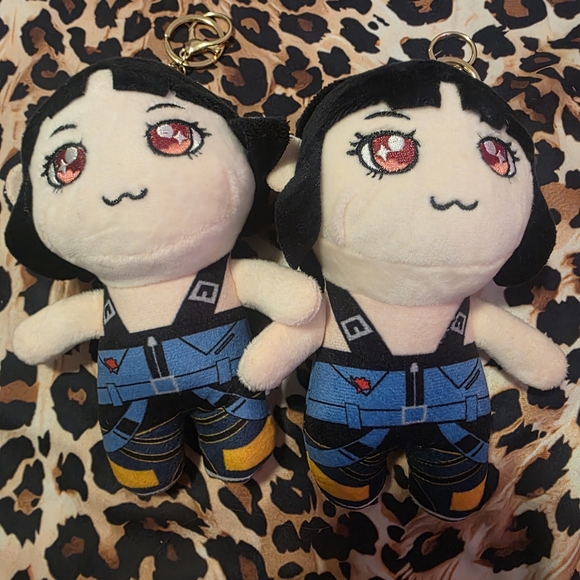 K pop Other - Plush Keychain Doll - Black Hair with Blue & Yellow Outfit